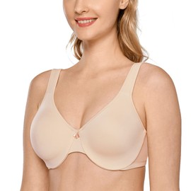 DELIMIRA Women's Minimizer Bra Plus Size Underwire Smooth Full Coverage Seamless Bras Beige 34B