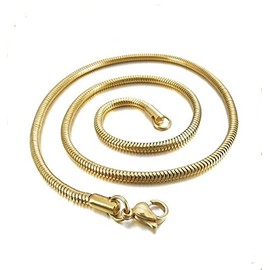 INFINIQUE CREATIONS 18K Gold Plated Stainless Steel Round Snake Chain Necklace Men Women 1mm-3mm (22, 1.5mm, Gold)