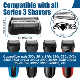 Series 3 Shaving Head 32B Replacement Shaver Head Compatible with Braun Series 3 Men's Razor Shaving Head Replacement for Series 3 3000s, 3010s, 3040s, 350cc, 300s, 310s (32B Black)