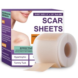 PUBUNUS Parches Cicatrizantes, Cinta de Silicona para Eliminar Cicatrices, Médico Profesionales, Cicatrices Reutilizable Causadas por Cesárea, Cirugía, Quemaduras, Queloides, Acné (4CM*3M)