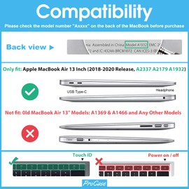 ProCase Cover Fold Kickstand for MacBook Air 13-in 2020 2019 2018 -Khaki