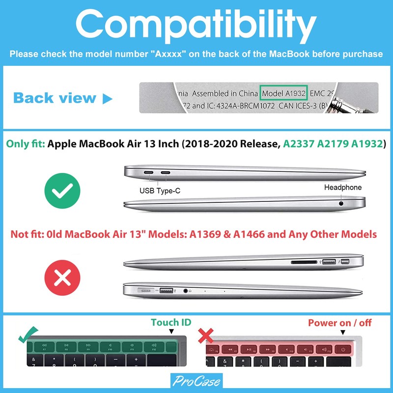 ProCase Cover Fold Kickstand for MacBook Air 13-in 2020 2019
