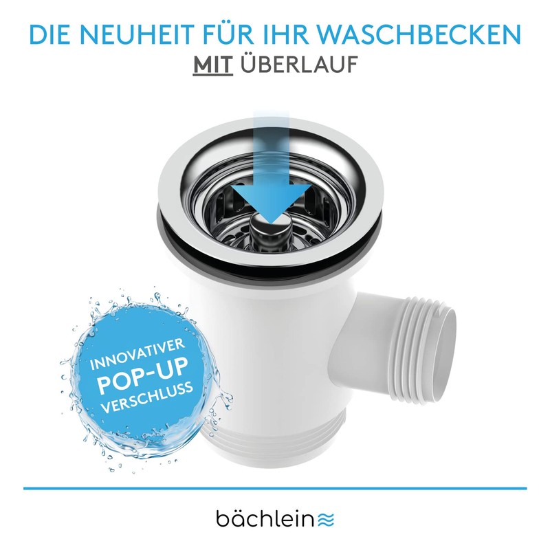 Bächlein Pop-Up Drain Fitting for the Sink, Diameter 70 mm