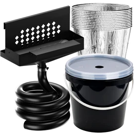 Eveanro Rear Grease Drainage System for Blackstone Grease Catcher Upgrade | Griddle Accessories, Grease Bucket with Transparent Lid, Grease Trap Funnel, 12 Pack Foil Bucket Liners, Two Mounting Methods