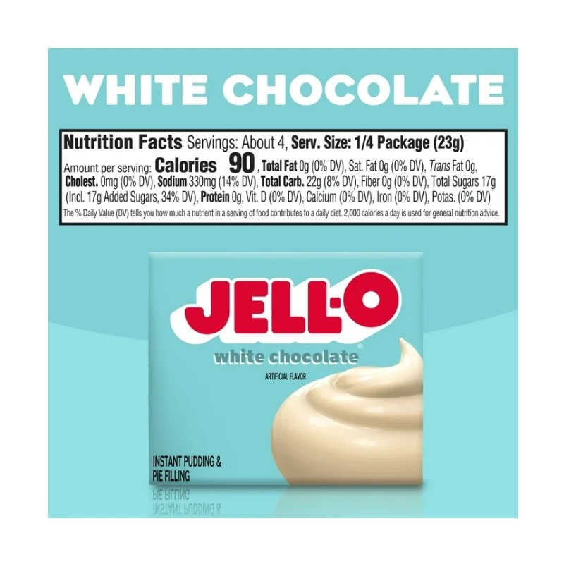 JELL-O Jello WHITE CHOCOLATE Instant Pudding & Pie Filling Dessert