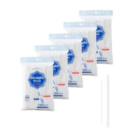 Strix Design Straws in a Paper Bag (750 Sticks x 5 Sets) White 750 Straws (5 Sets of 150) White 7.1 inches (18 cm) Diameter 0.2 inches (4 mm), Individual Packaging, Large Capacity, Fine Mouth Fits
