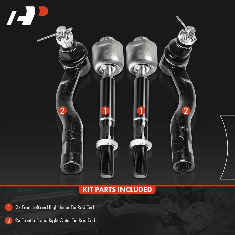 A-Premium Set of 4, Front Inner and Outer Tie Rod