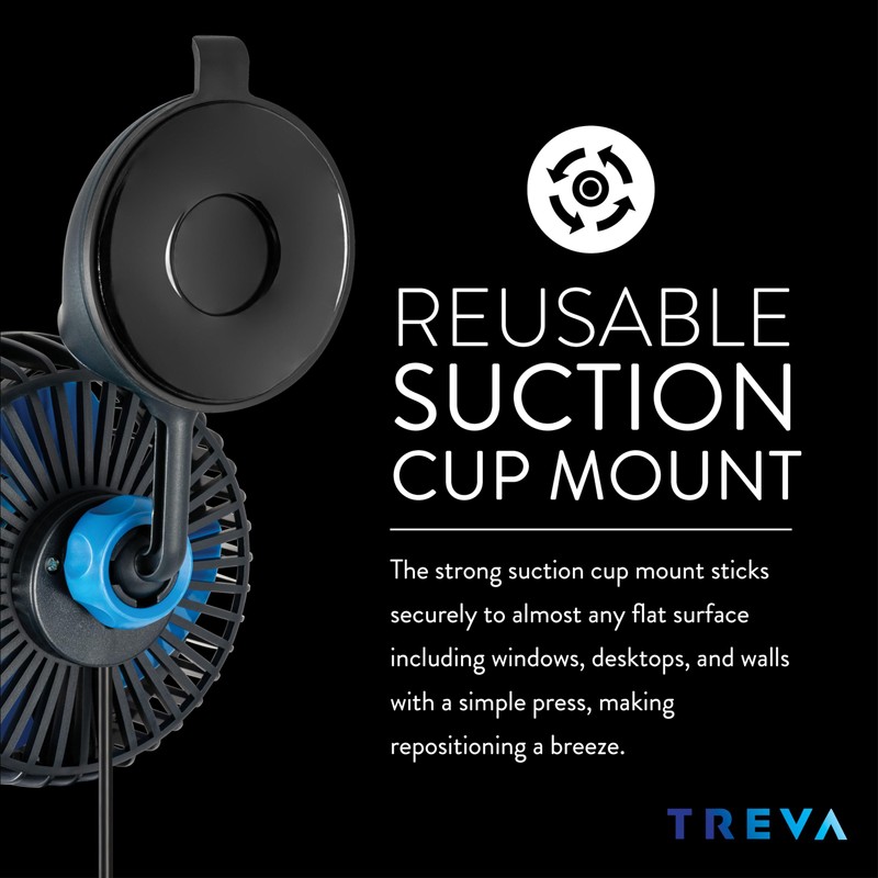 Treva 3.5 Inch USB Powered Fan with Suction Cup, 3