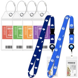 Carnival Cruise Luggage Tag Holders (4 Pack) & Lanyards (2 Pack), Large, Clear & Waterproof, Cruise Essentials 2025-2026 for Ship Cards & Baggage – Durable Travel Accessories (Blue & Royal)