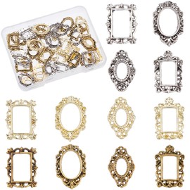 OLYCRAFT 60 Pieces Resin Enclosed Photo Frame Nail Seal Metal Parts Resin Parts Enclosed Material Alloy UV Resin Resin Decoration Parts DIY Accessory Parts