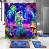 Alishomtll 4 Pcs Blacklight Astronaut Kids Shower Curtain Sets with
