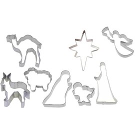 (8Pcs) 8 Piece Christmas Nativity Manger Scene Cookie Cutter Set Metal
