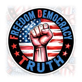 Freedom Democracy Truth FDT Sticker Retro Patriotic Raised Fist Waterproof Vinyl Sticker for Water Bottle Hard Hat Helmet Bumper Car Laptop
