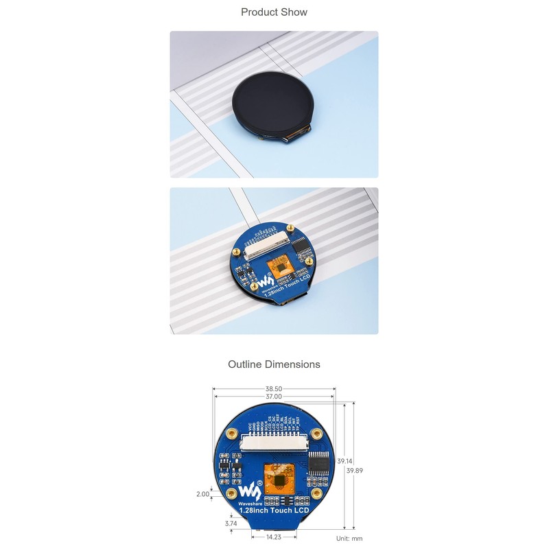 1.28 inch Round LCD with Touch Panel for Raspberry Pi