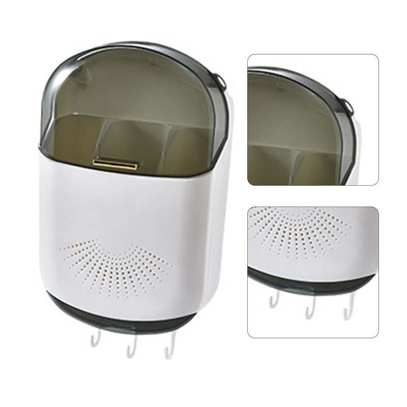 Wall Mounted Chopsticks Holder Dust Prevention 3 Compartments Large Capacity