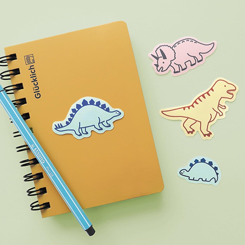 Elcomune Sticker Die Cut Sticker Dinosaur Parent and Child Stegosaurus