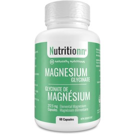 Magnesium Glycinate Supplement by Nutritionn - Pure 212.5 mg Elemental Magnesium Bisglycinate Capsules, 425 mg Once Daily for Men and Women - Non-GMO, Vegan, Third-Party Tested, Made in Canada