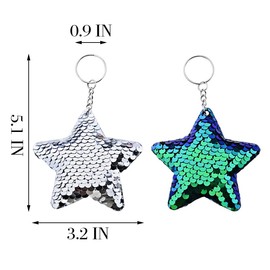 Vintage Sequins Stars Keychain Accessories Y2k Silver Star Keychains for Women Girls Beach Lover Birthday Gifts for Friends Large Star Bag Charms for Handbags Beach Bag Bling Disco Party Favors 2 Pcs