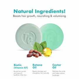 Tree Bottle Shampoo & Conditioner Bar Set - Peppermint Essential Oils + Biotin, Castor Oil & Batana oil for Volumizing, Nourishing and Strengthening - Plastic-Free - 6.6oz (Pack of 2)