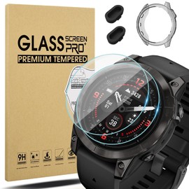 Suoman 5-Pack [3 in 1] for Garmin Epix Pro 47MM Screen Protector, [Anti-Scratch] 9H Hardness Tempered Glass protective film,TPU Hollow Soft Protective Case +Charger Port
