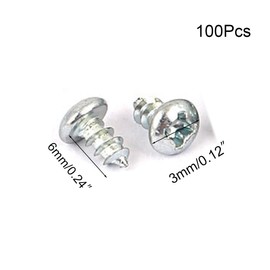 TA-VIGOR 100Pcs Self Tapping Screws, M3 Phillips Pan Head Screw, 6mm Round Head Tapping Screws, Carbon Steel Machine Wood Fasteners Bolts for Wood, Drywall, Furniture, Repairing