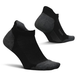 Feetures Elite Max Cushion No Show Tab Ankle Socks - Sport Sock with Targeted Compression - New Black, M (1 Pair)