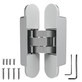 Chrome Invisible Door Hinge 180 Degree Swing, Heavy Duty (135lb) Hidden Door Hinge, Three-Way Adjustable, Interior Door Concealed Hinge - Villar Home Designs