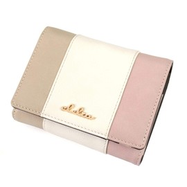 Clelia Riberte Series CL-17075 Women's Folding Wallet, Large Capacity, Bi-Fold, Tricolor, sakura