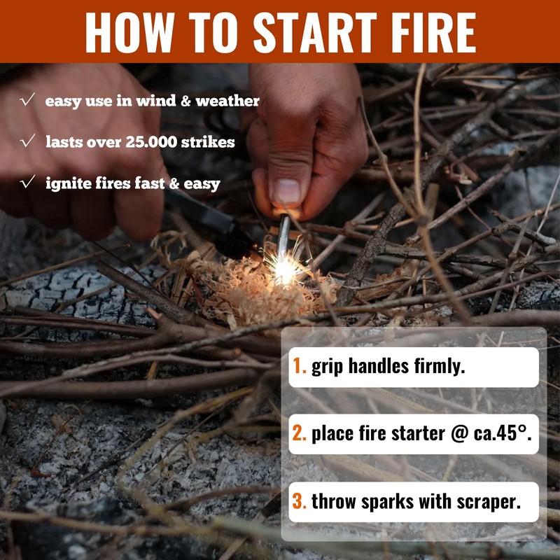 1 Pcs Fire Starter Kit Flint and Steel Survival Fire