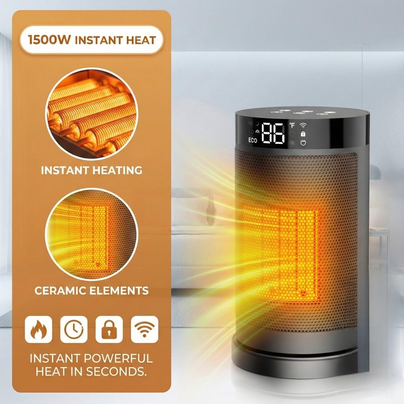 Space Heater, Electric Heaters for Indoor Use, Digital Display, 24H