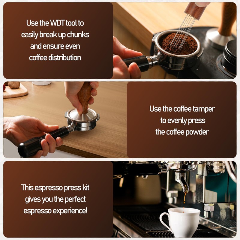 Abeskch 53mm Espresso Tamper Kit, Hard Wood Espresso Tamper Tool