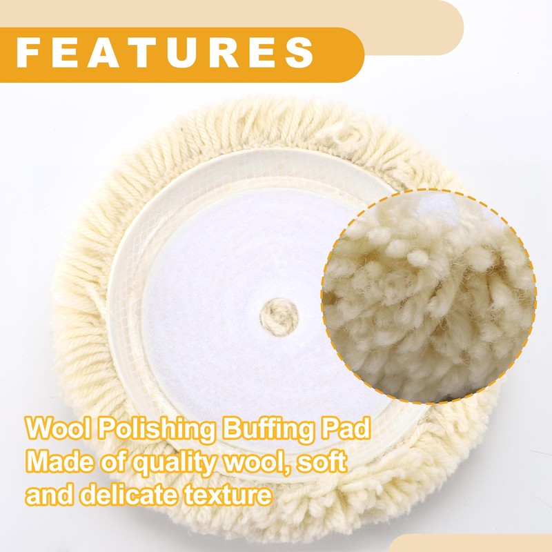 Partuto 1pc 7" 180mm Universal Wool Polishing Buffing Pad -