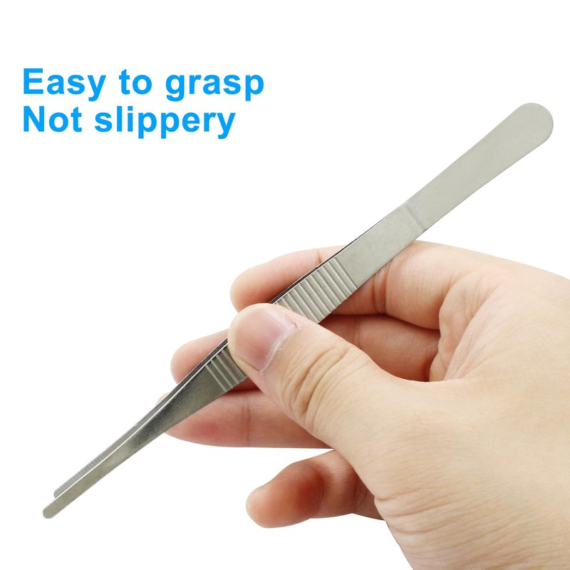 Cionyce 2 Pcs 6 Inch Stainless Steel Forceps, straight Metal