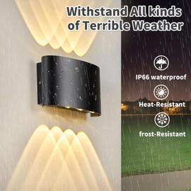 LANFU LED Aluminum Wall Light IP65 Waterproof Outdoor Wall Light, 8W, 3000K Warm Light, Black Modern Creative Porch Wall lamp for Indoor,Garden,Pathway,Staircase, Park, Exterior Wall