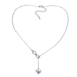 LSxAB Infinity Symbol Heart Intial M Letter Necklace for Women Girls Choker Necklaces Stainless Steel Jewellery