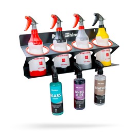 Maxshine Universal Spray Bottle Holder (16oz/34oz) - Holds 7 IK Trigger Sprayers with 3 Small Holes, Sturdy & Lightweight Wall-Mounted Organizer for Detailing Accessories