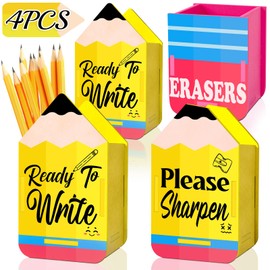 4pcs Pencil Dispenser for Classroom Organization – Wooden Sharp and Dull Holder for Teacher Desk, Back to School