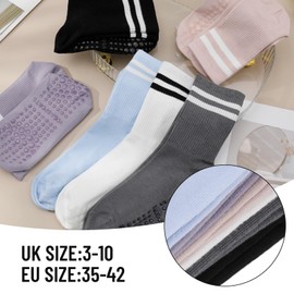 Zuimei 6 Pairs Grippy Socks Ladies, Non Slip Yoga Socks Pilates Socks Pilates Grip Socks with Grips for Women Dance Barre Ballet Home Workout Sports Fitness