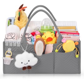 Skycase Large Diaper Caddy Organizer, Baby Organizers and Storage for Newborn Essentials Must Haves, Nursery Storage Basket for Baby Shower Gifts, Baby Registry Search for Boy or Girl - Grey