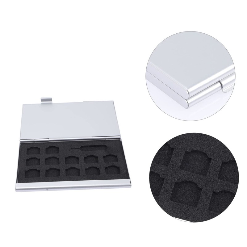 TEHAUX Memory Card Storage Box Shockproof Sim Cards Organizer Compact