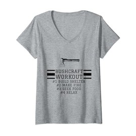 Womens Bushcraft Workout - Bushcraft Gear and Bushcraft Tools V-Neck T-Shirt