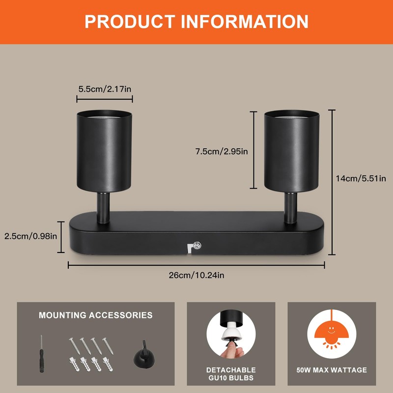Ketom Spotlights Ceiling Lights Rotatable - 2 Way Adjustable Ceiling