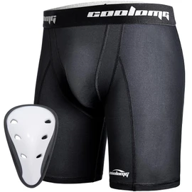 COOLOMG Boys Baseball Shorts with Athletic Cups Hockey Groin Protector Support Jock Shorts for Kids Youth Black