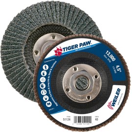 4-1/2" Tiger Paw Abrasive Flap Disc- Angled- 40Z, Sold As 1 Carton, 10 Each Per Carton