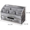 Rustic Wooden Office Desk Organizer 5 Compartment with 2 Drawer