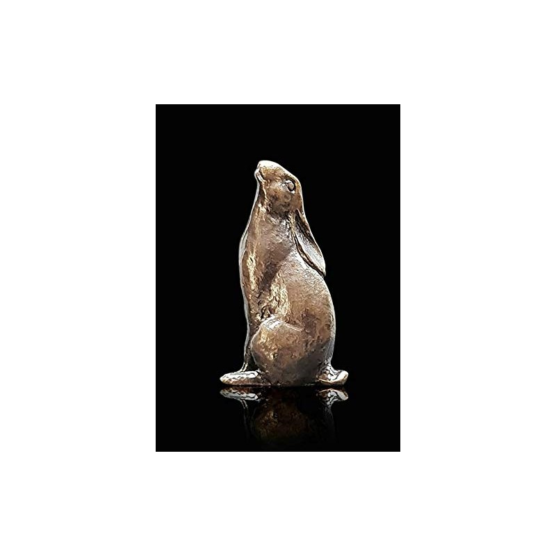 Butler & Peach Detailed Small Solid Bronze Hare Moongazing
