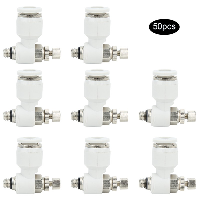 50Pcs Air Flow Control Valve Pneumatic White Adjustment Durable Quick