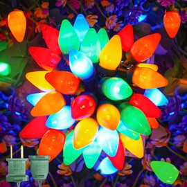 Olixmlya 50 LED C7 Christmas Lights, 31FT C7 LED Christmas String Lights Lights Vintage Christmas String Lights Plug in Waterproof for Indoor Room Outdoor Party Garden Yard Roof Tree Christmas Decor