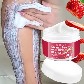 Strawberry Hair Removal Cream – Gentle Fast-Acting Depilatory Cream, Pain-Free Hair Removal for Legs, Arms & Body, Smooth Skin Care Formula