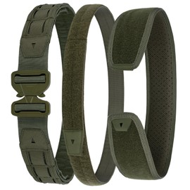 YAKEDA Tactical Airsoft Battle Belt–Men's Molle Belts 1.75" & 1.5" Rigger Heavy Duty Belt, Green, Large